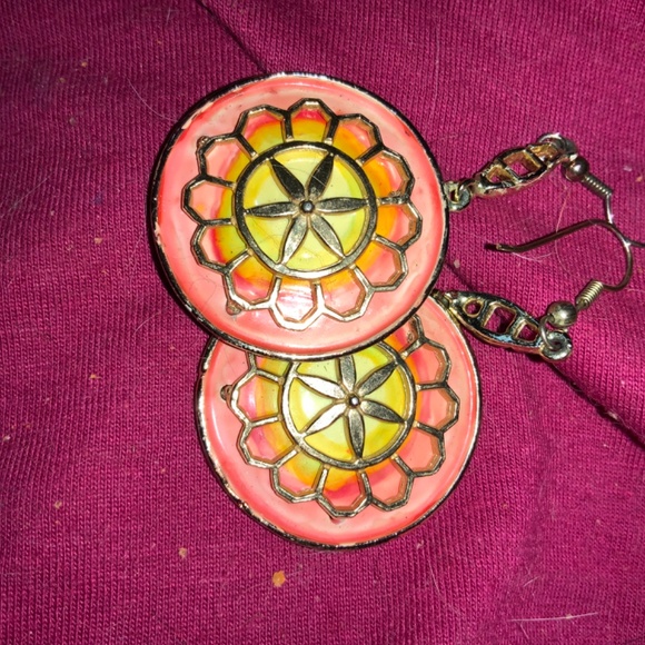 Hollycraft round orange & yellow gold-tone brooch and matching earrings P0001 - Picture 8 of 8